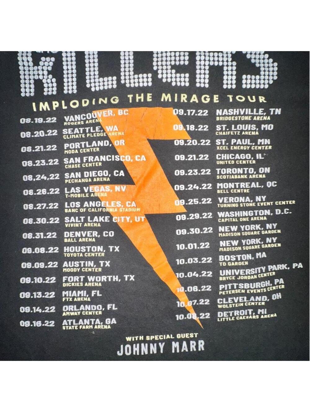 The Killers Imploding the Mirage Tour 2022 Faded Tour Tee Band Shirt - Picture 3 of 8